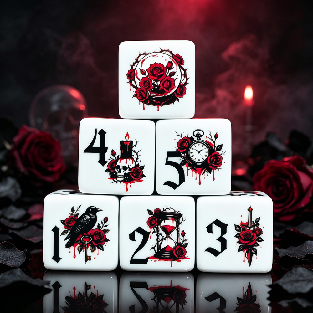 12Pcs Gothic Rose 16MM Printed - Board Game Live review and price