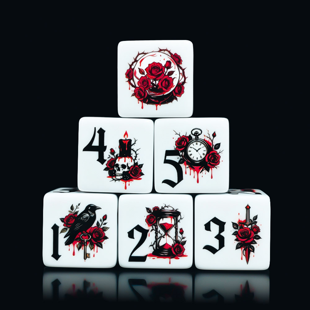 12Pcs Gothic Rose 16MM Printed - Board Game Live review and price
