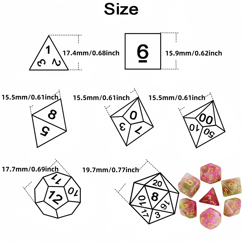 7pcs Board Game Dice Set Retro - Board Game Font review and price