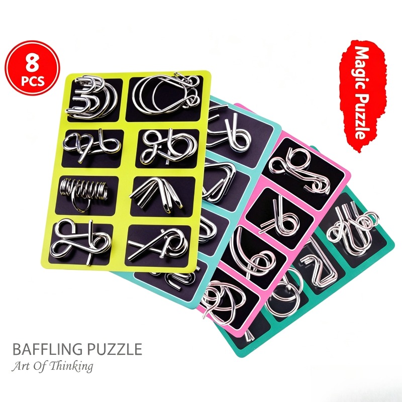 8 Pieces Metal Puzzle Set Clas - Board Game For Kids review and price