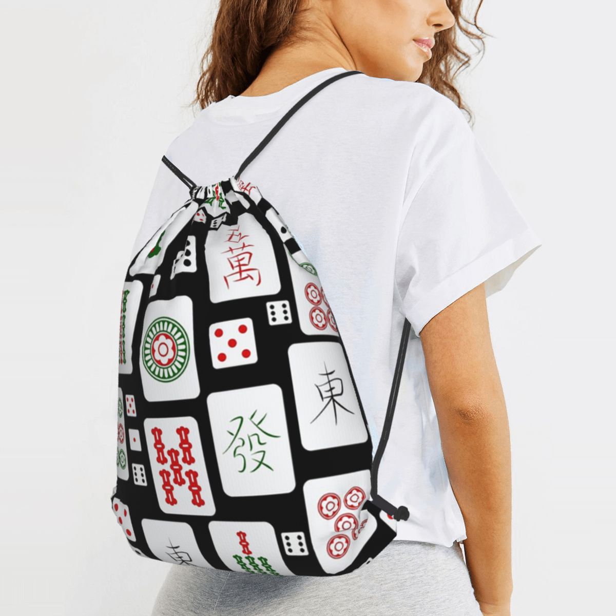 Mahjong Tiles Game Dice Backpa - Tile Bag Drawstring review and price