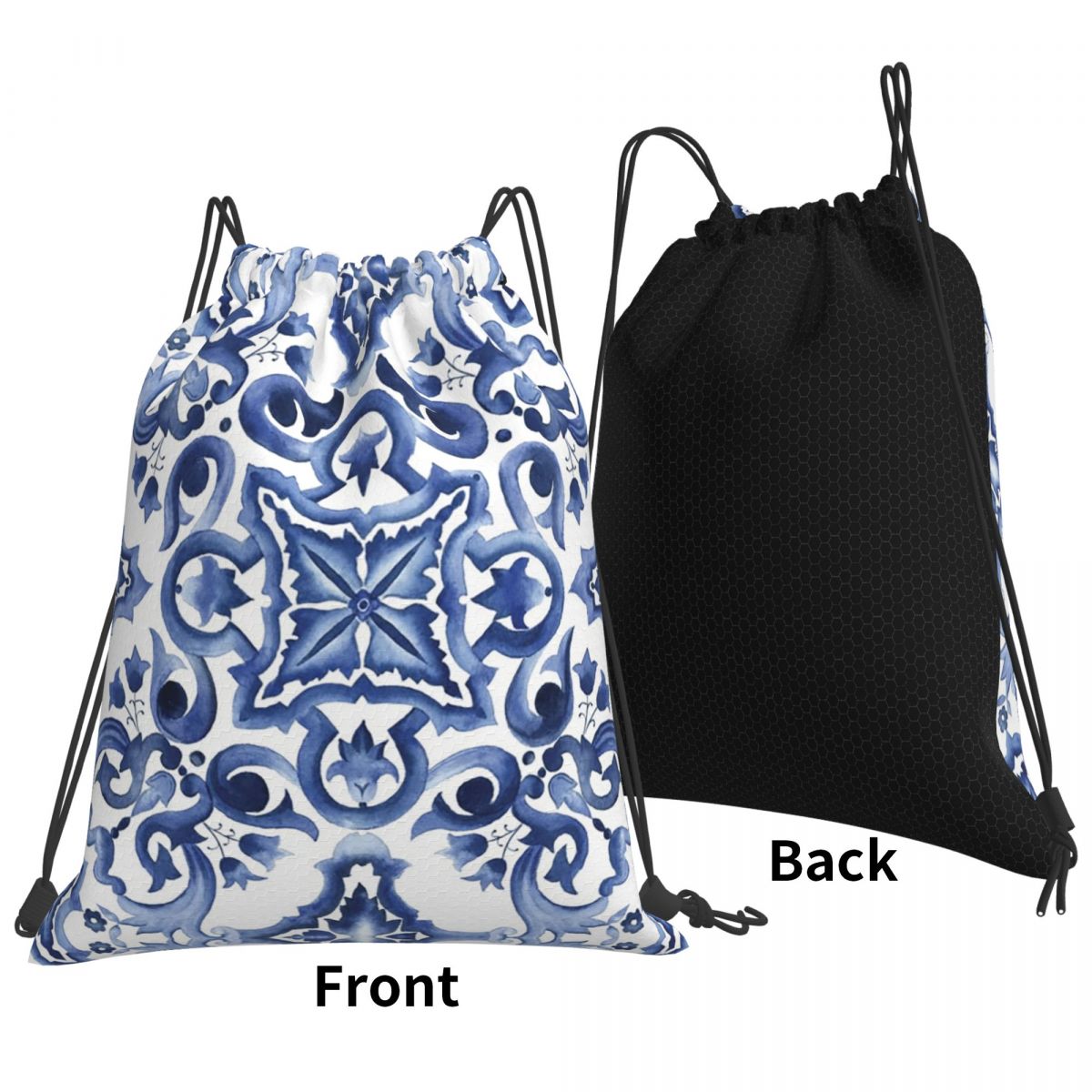 Blue Ornate Floral Mediterrane - Tile Bag Drawstring review and price