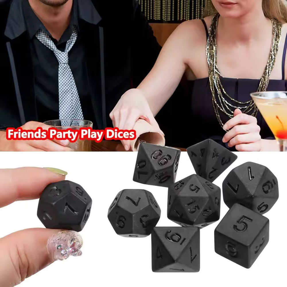 7pcs/set New Black Dices, Poly - Board Game Font review and price