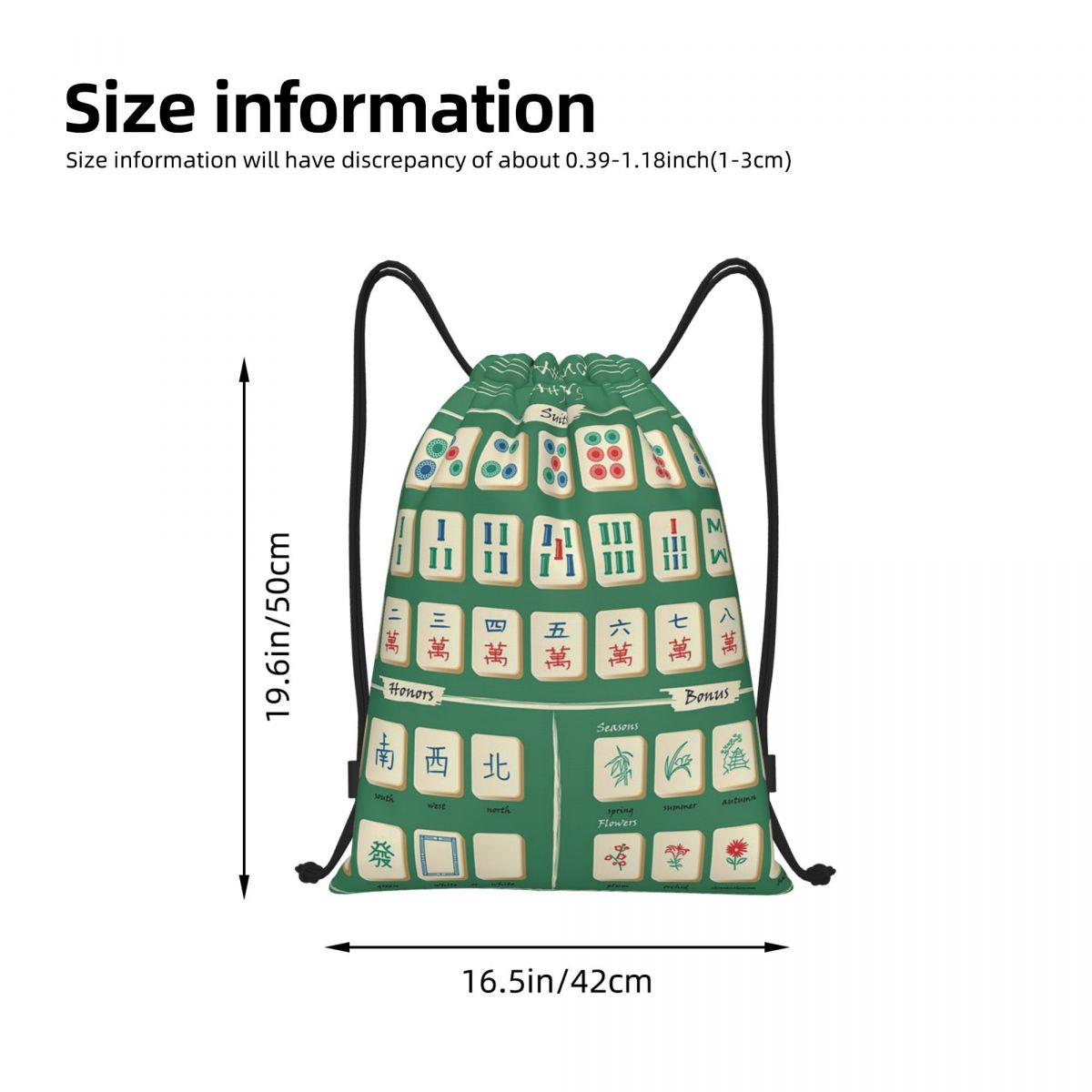 Mahjong Tile Pattern Backpacks - Tile Bag Drawstring review and price
