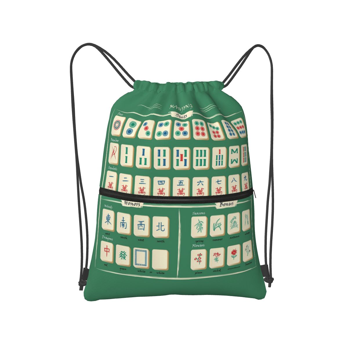 Mahjong Tile Pattern Backpacks - Tile Bag Drawstring review and price