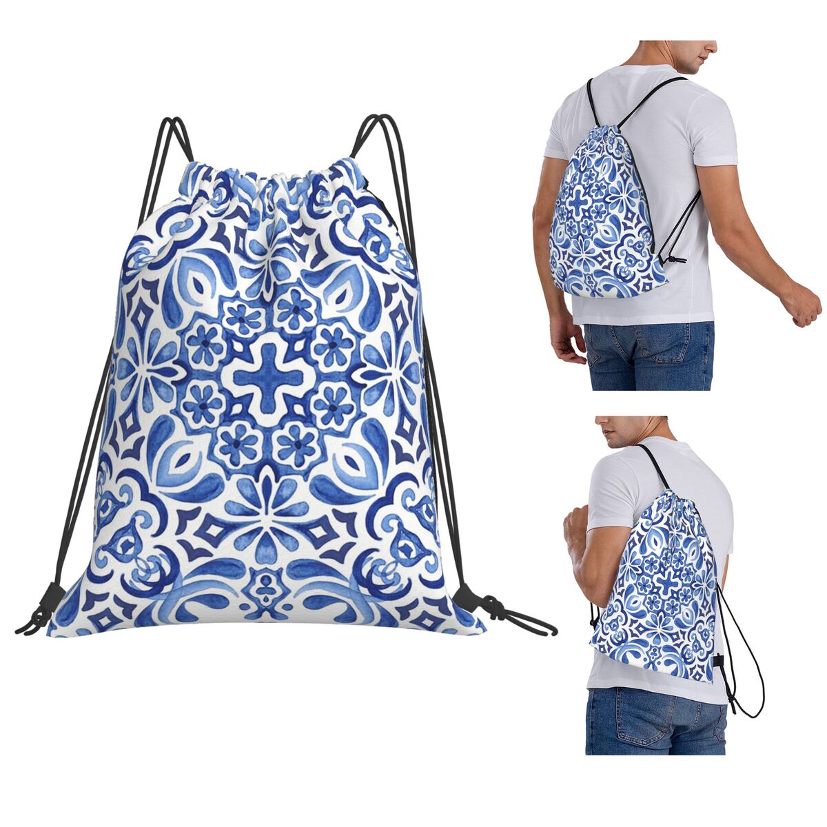 Mediterranean Mosaic Tiles Azu - Tile Bag Drawstring review and price